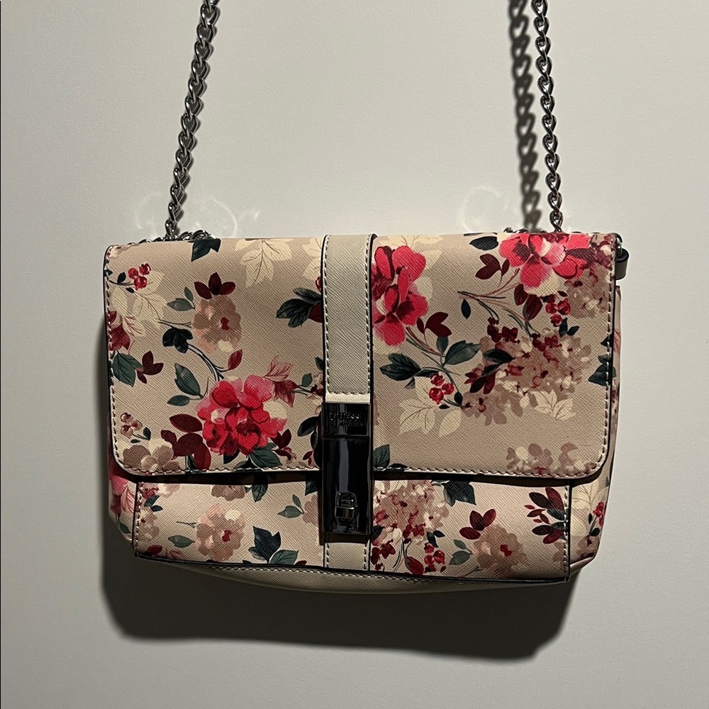 Guess Floral Beige and Red Shoulder Bag